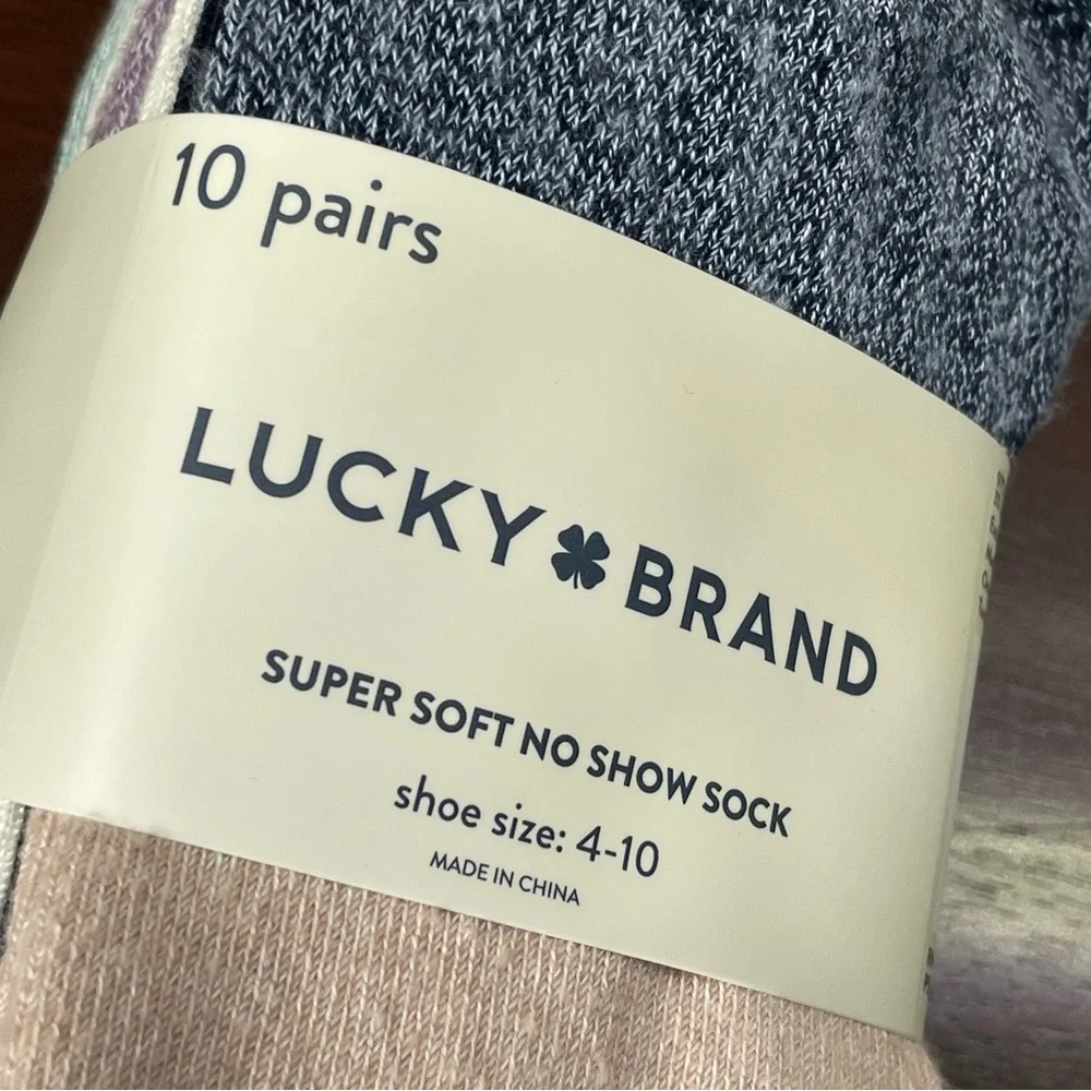 Lucky Brand Women's Super Soft No Show Socks 10 Pairs Size 4-10 Multi Colors New
